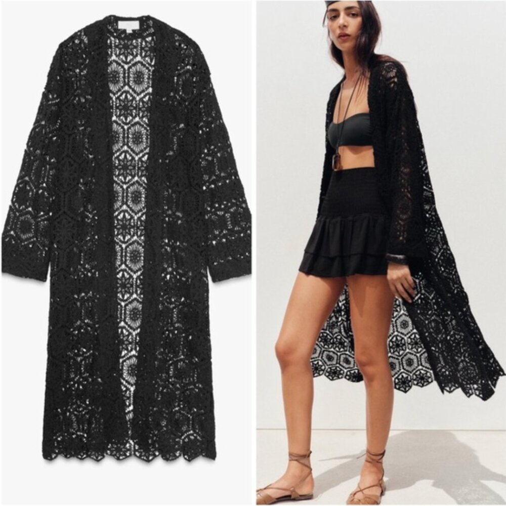 ZARA LONG CROCHET KIMONO NWT